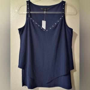 White House Black Market Faux Pearl Neckline Date Top